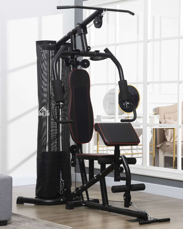 Multi-Functional Home Gym Workout Station, 45Kg Weight Stack Multi Gym Fitness Equipment for Full Body Fitness