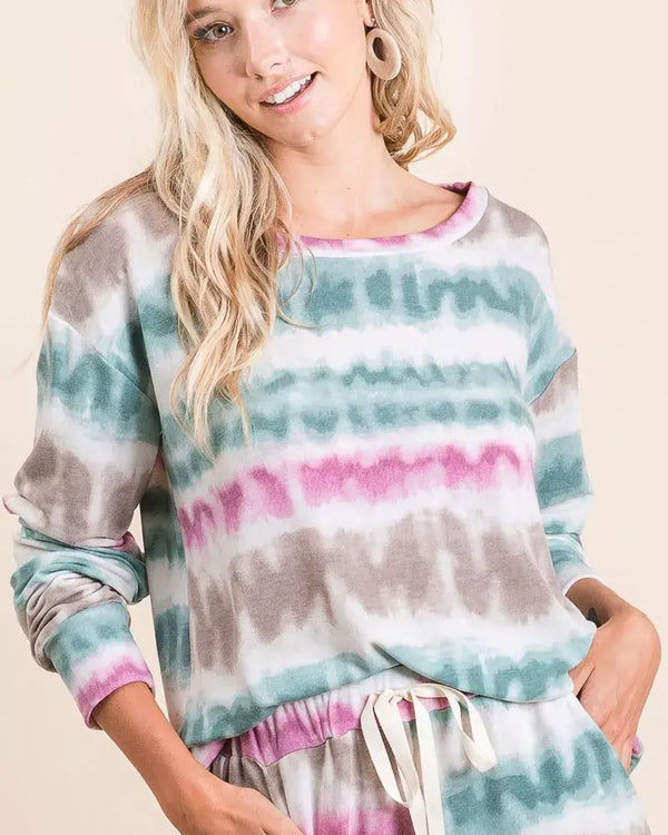 BiBi Tie Dye Print Terry Sweatshirt