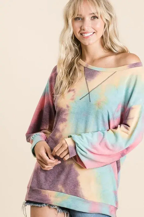 BiBi Tie Dye Print French Terry Sweatshirt