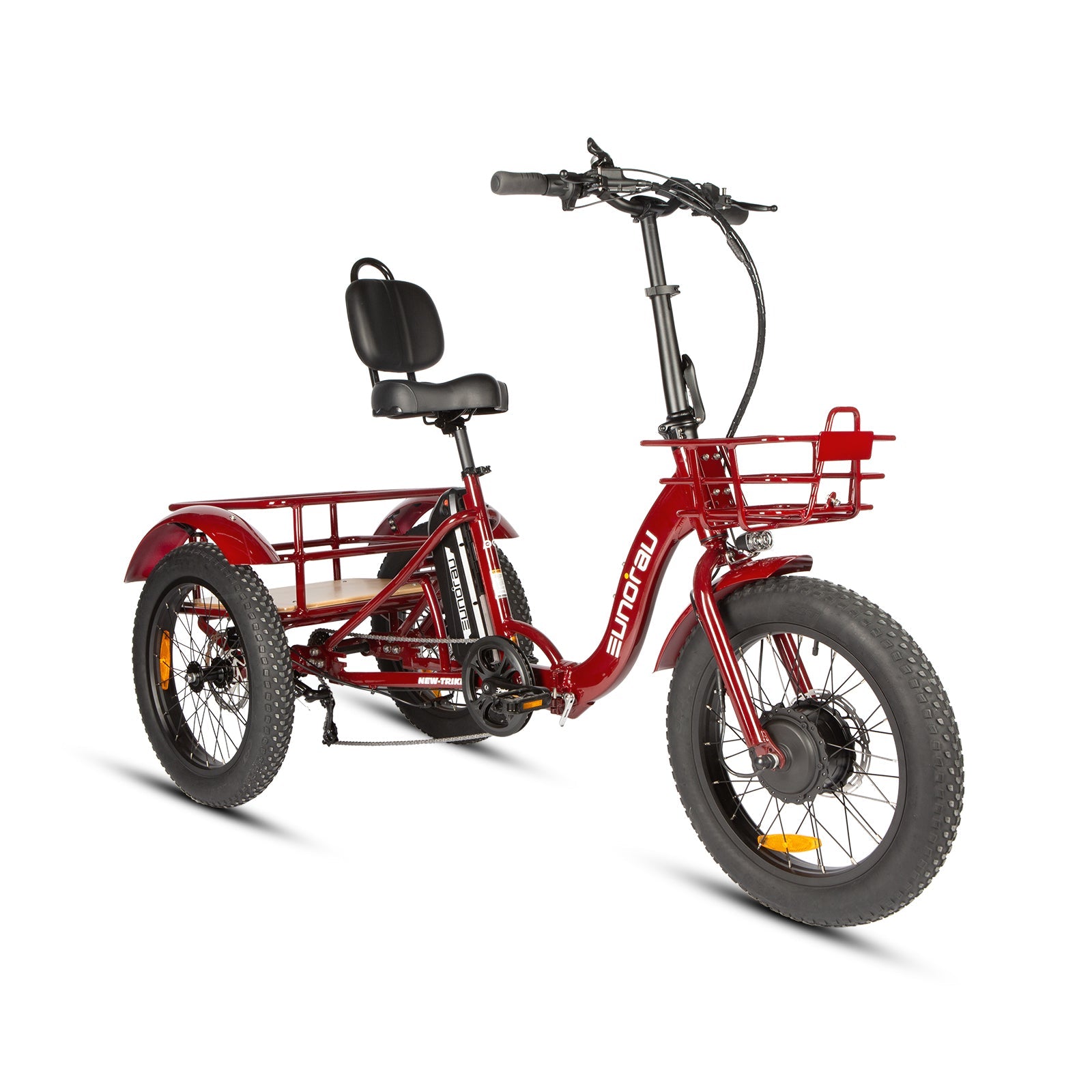 New-Trike 2.0 City Ebike with foldable design and front motor, ideal for urban riding and transport.