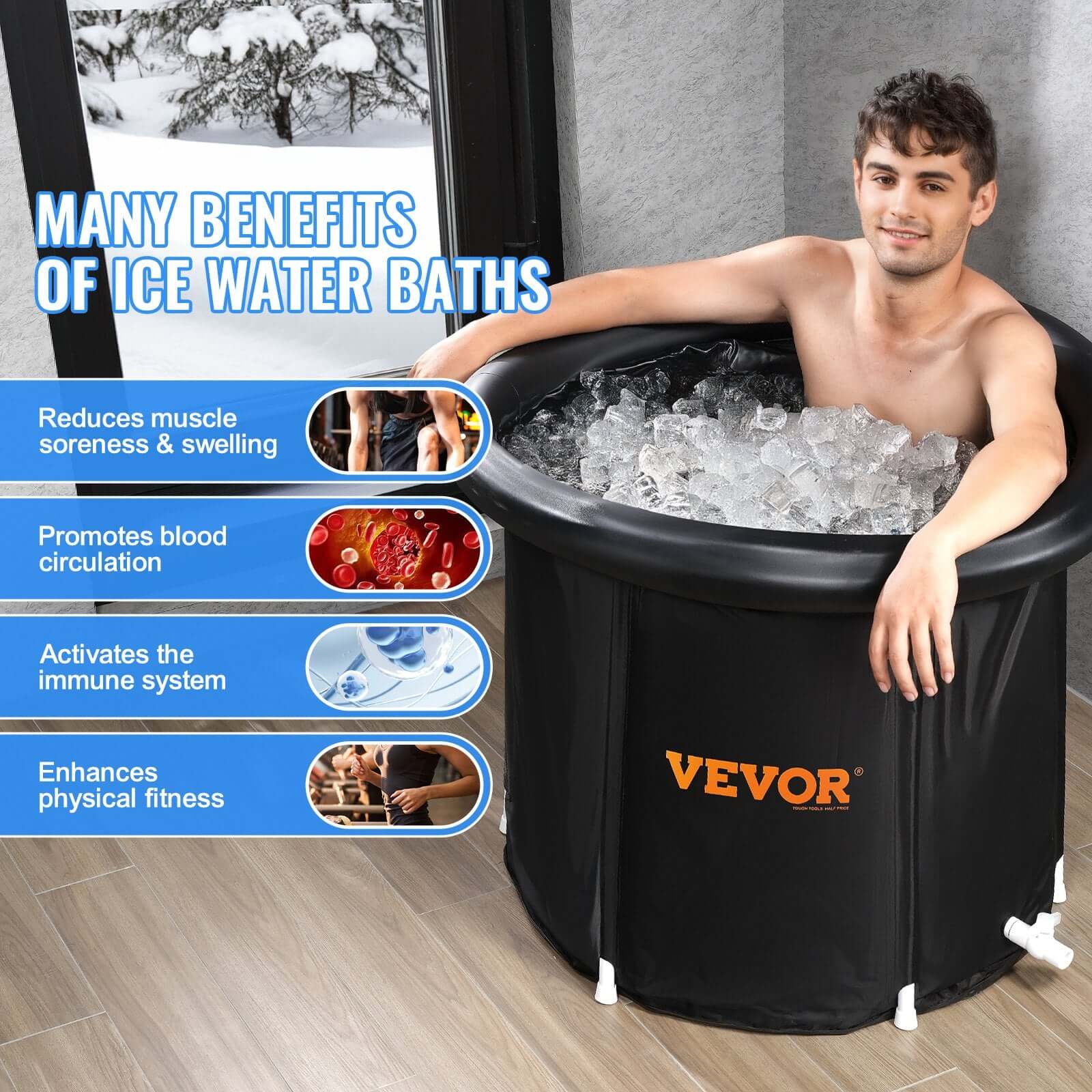 Ice Bath Tub For Athletes Cold Water Therapy Plunge Inflatable with benefits of cold water immersion.