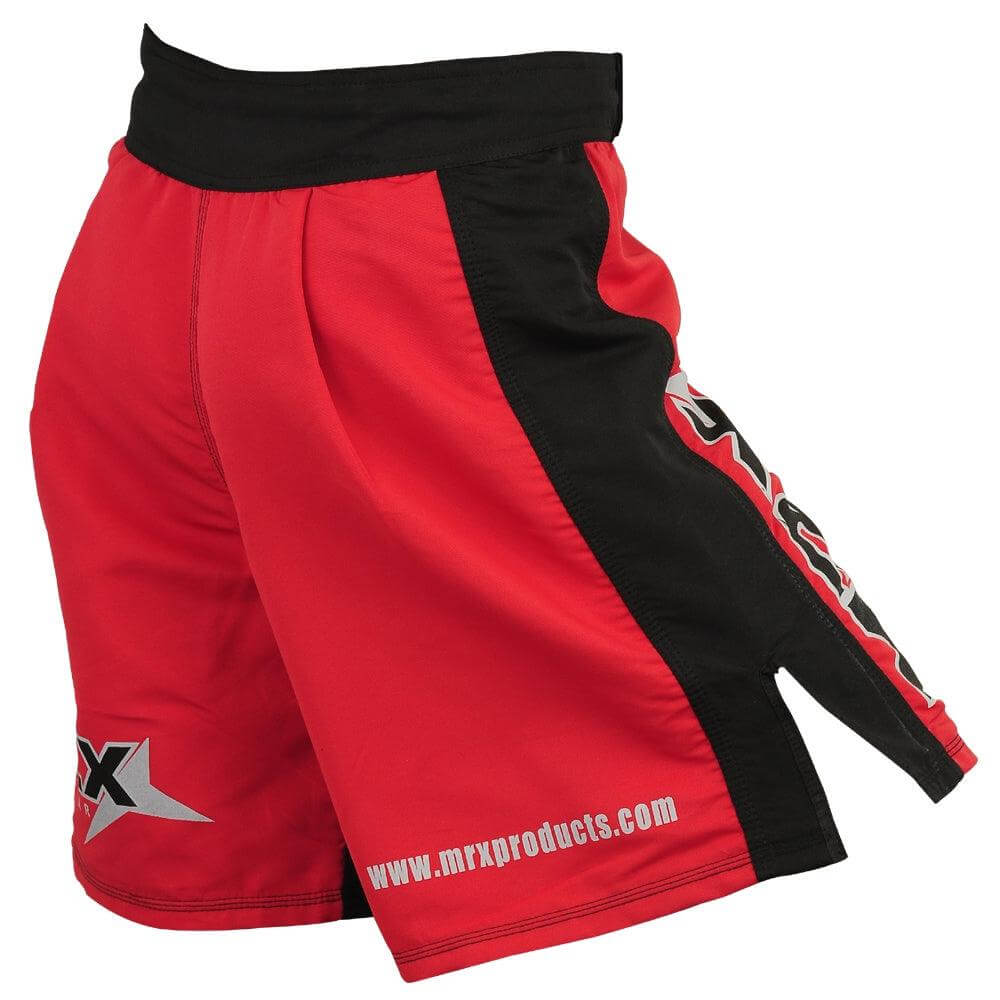 MRX Men's MMA Grappling UFC Fighting Short 1103 in red and black with logo details and split out seams