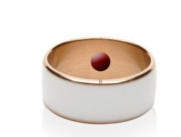 JAKCOM R3F Smart Ring Waterproof shown in white and gold color with a red accent.