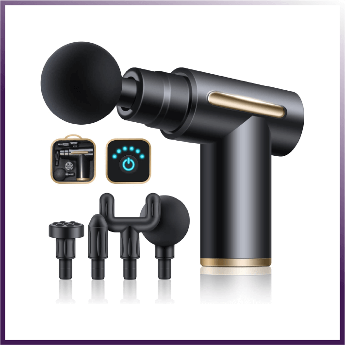 Deep Tissue Muscle Massage Gun with multiple attachments for targeted muscle relief and recovery.