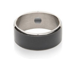 JAKCOM R3F Smart Ring Waterproof in black color with stainless steel design, showcasing NFC technology and modern style.