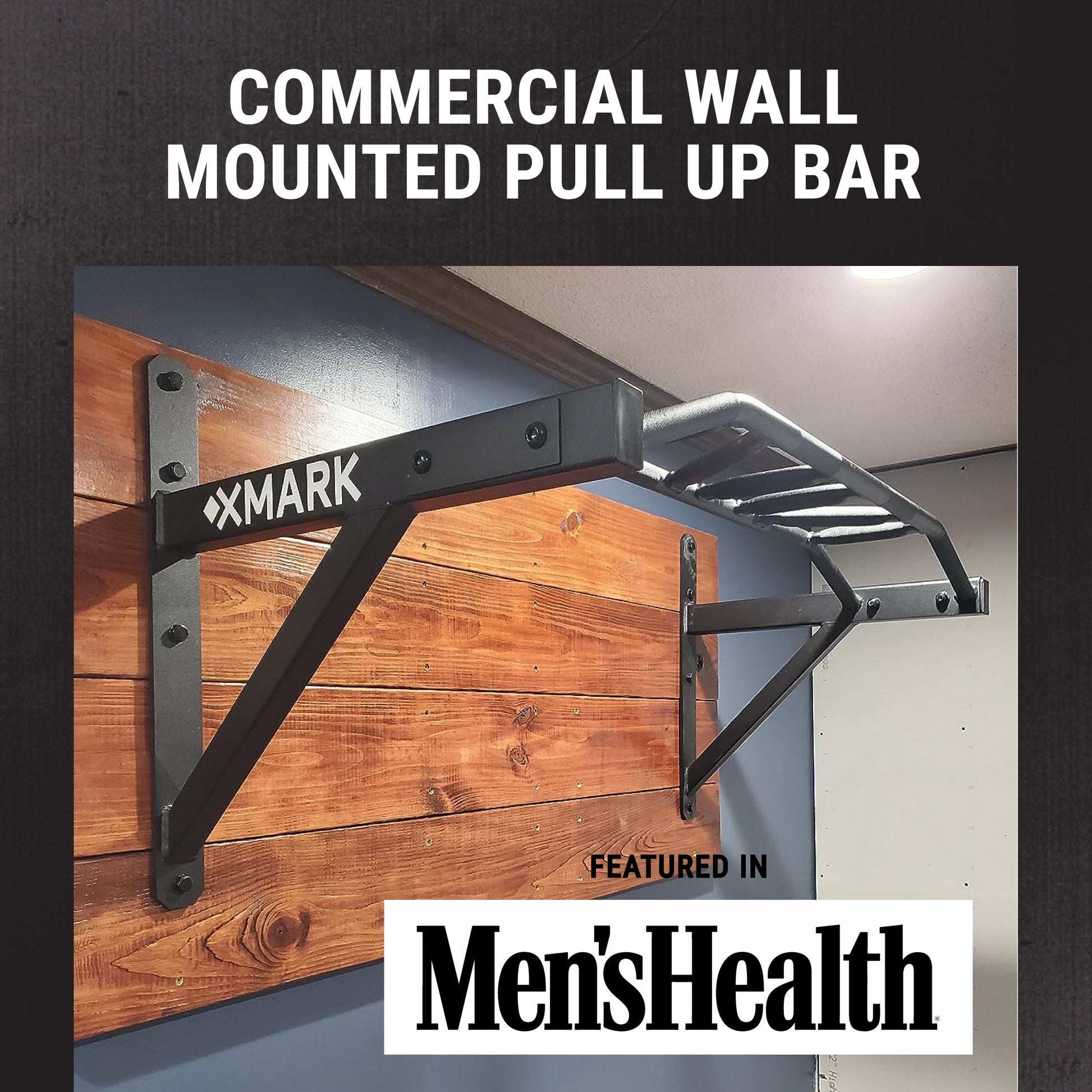 Commercial Wall Mounted Multi Grip Pull Up Bar featuring multiple grip options, shown in a home gym setting.