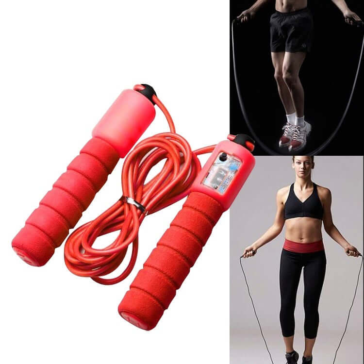 Skipping Rope With Counter Adjustable Length for effective and portable exercise, featuring foam handles and a built-in counter.