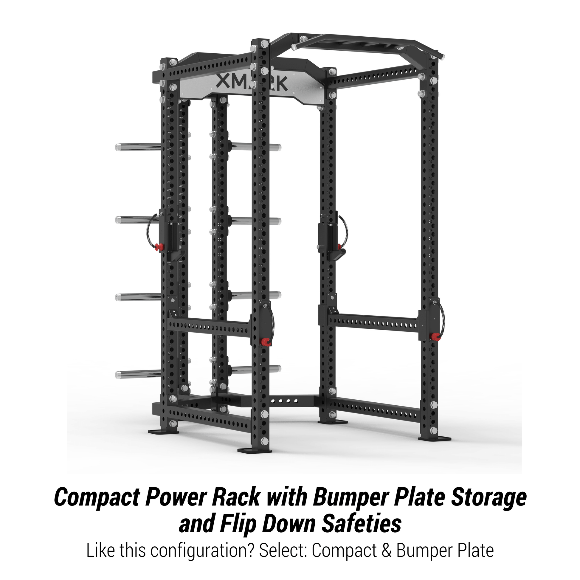 Viper Power Rack with Storage & Flip Down Safeties in a home gym setting for safe strength training.