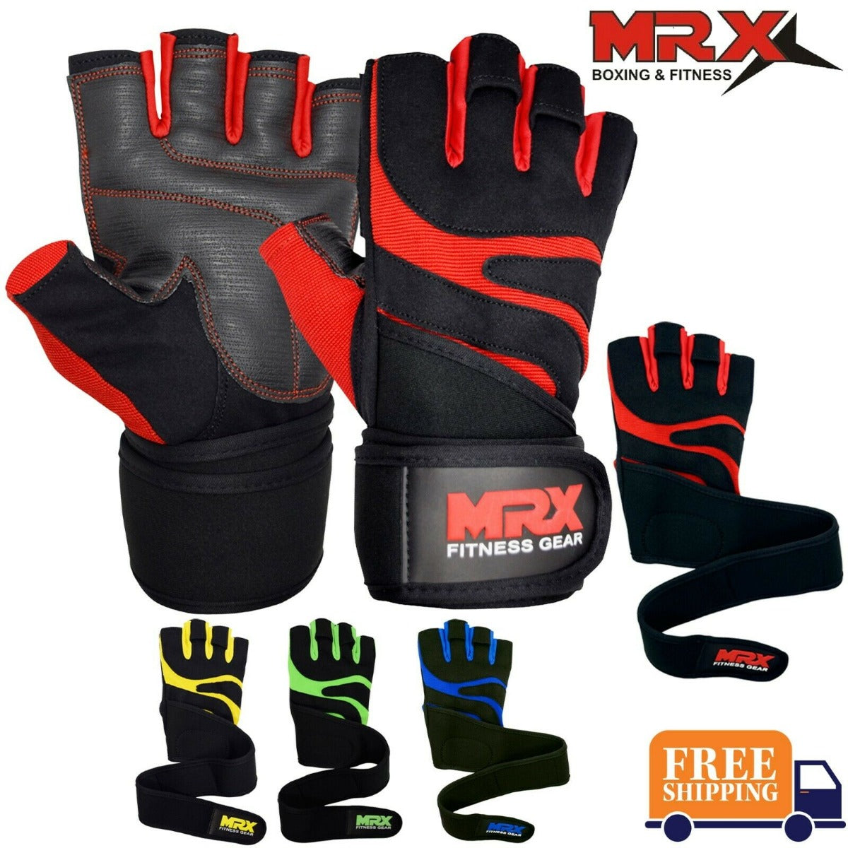 MRX Weight Lifting Gloves With Wrist Strap