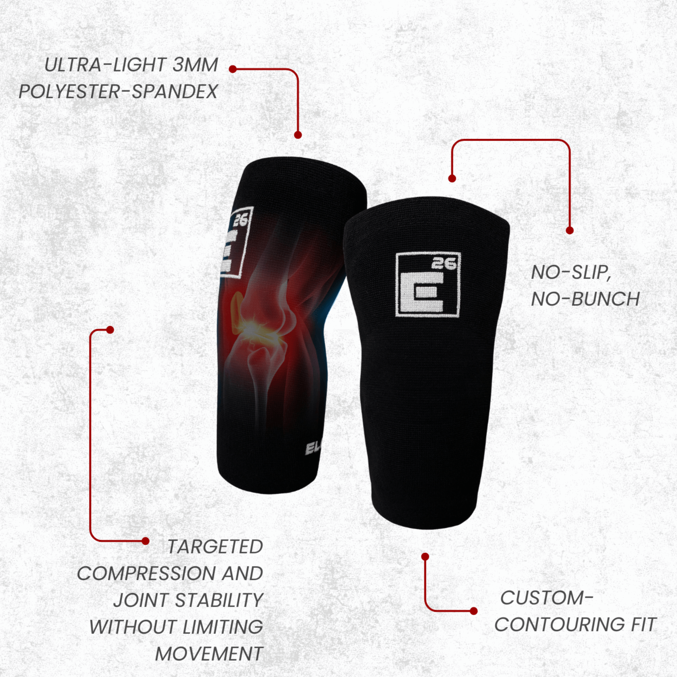 3mm Agility Knee Sleeves showcasing ultra-light polyester-spandex for targeted joint stability and comfort.