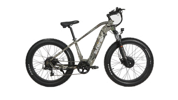 Eunorau FAT-AWD 26 inch Ebike in camouflage with fat tires and dual motors for off-road adventures.