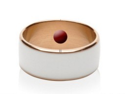 JAKCOM R3F Smart Ring Waterproof in white and rose gold with a colorful ball accent.