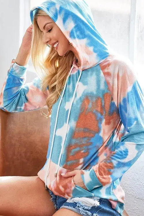 BiBi Tie Dye Jersey Knit Hoodie With Kangaroo Pocket