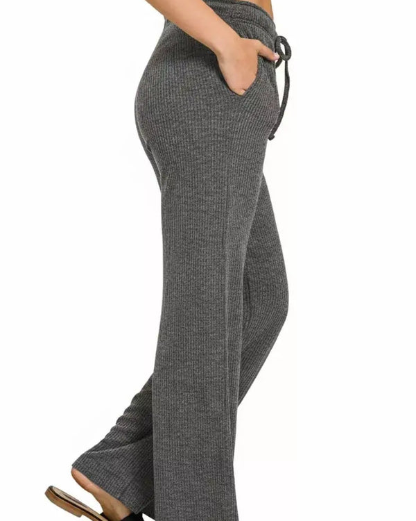 Zenana Ribbed Drawstring Lounge Pants