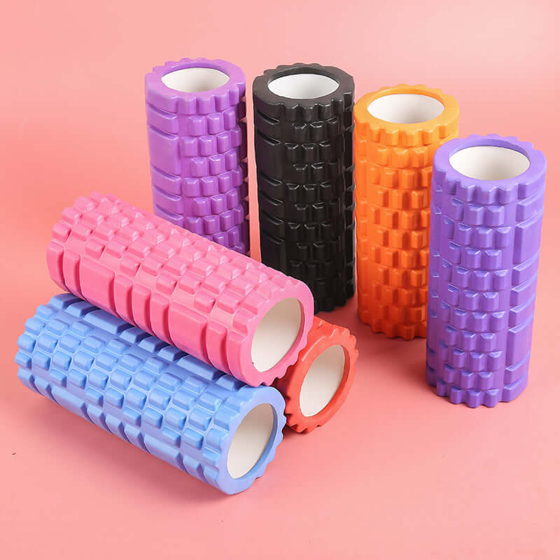 Yoga Foam Roller-Massage Roller in various colors for muscle recovery and tension relief.