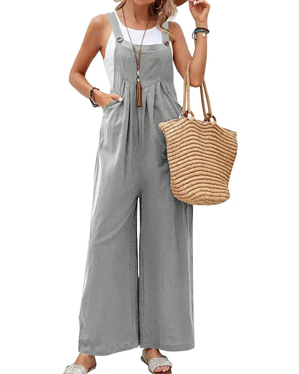 Full Size Square Neck Wide Strap Overalls