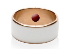 JAKCOM R3F Smart Ring Waterproof in white and gold with a central red ball design.