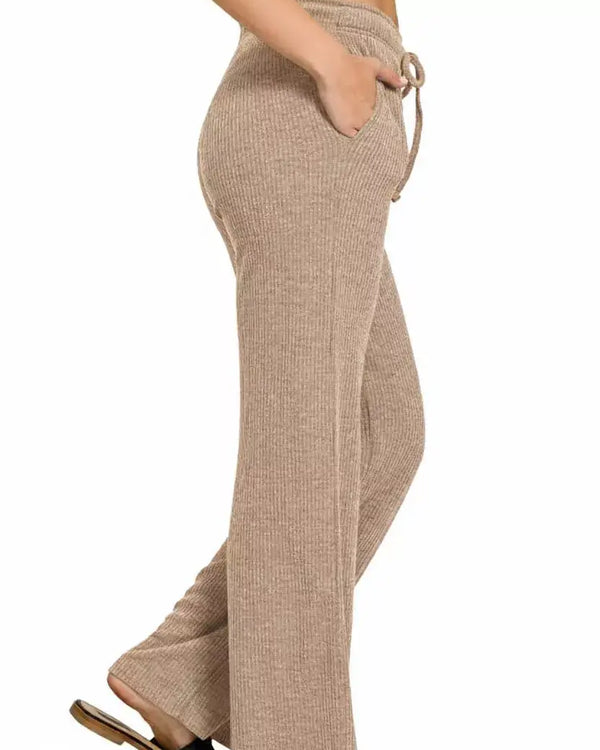 Zenana Ribbed Drawstring Lounge Pants