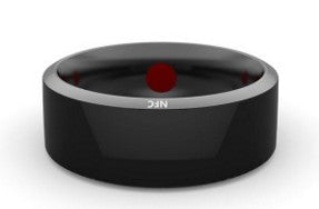 JAKCOM R3F Smart Ring Waterproof, black design with red detail, showcases advanced NFC communication technology.