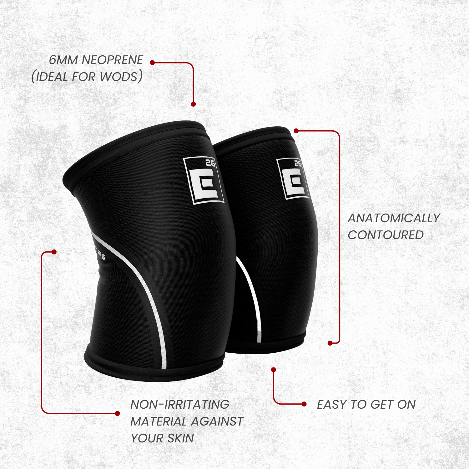 6mm Knee Sleeves featuring anatomically contoured design and non-irritating material for maximum comfort.