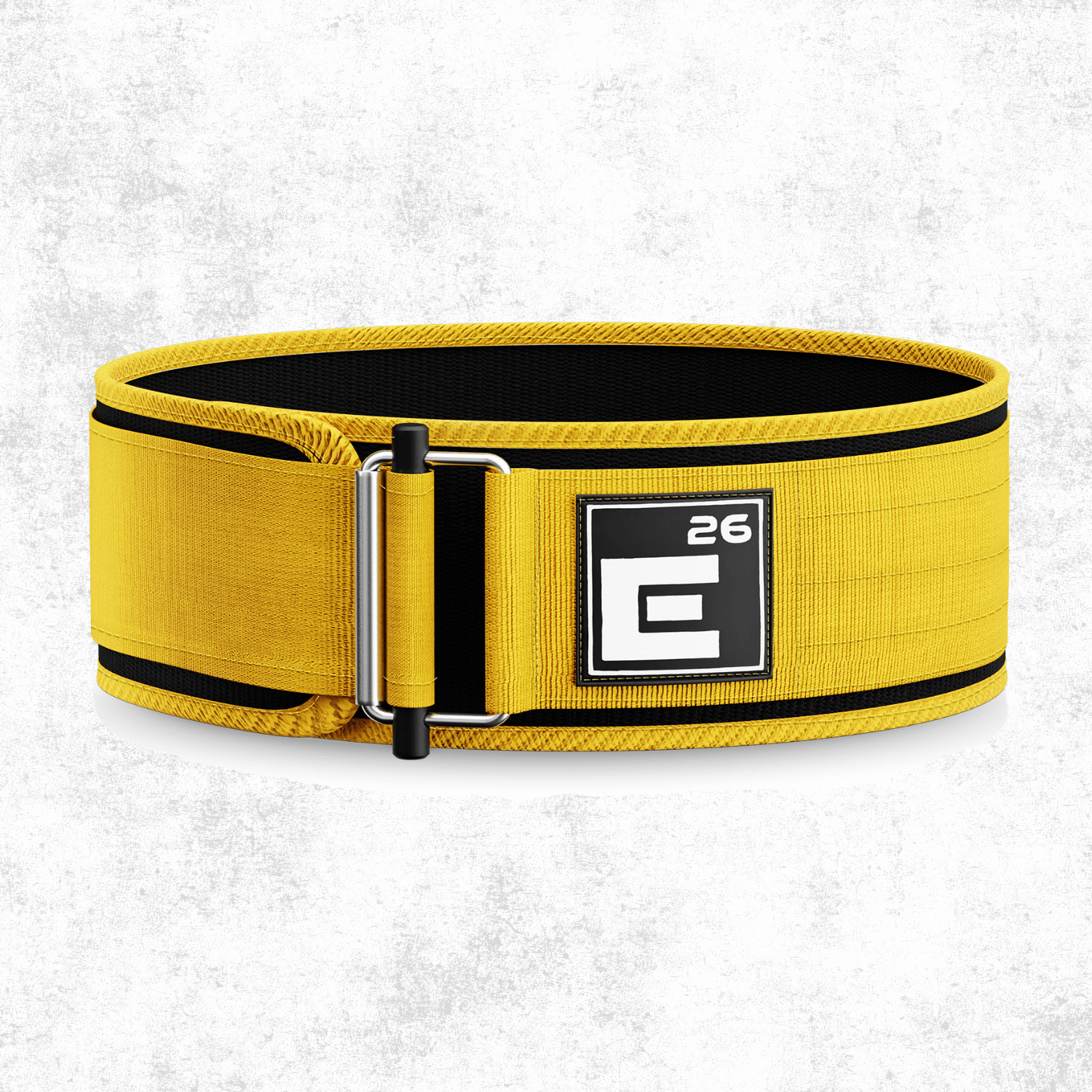Self Locking Weightlifting Belt in yellow with a quick-release buckle for durability and optimal stability.