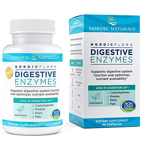 Nordic Naturals Nordic Flora Digestive Enzymes – 45 Capsules, supports digestive health and nutrient absorption.