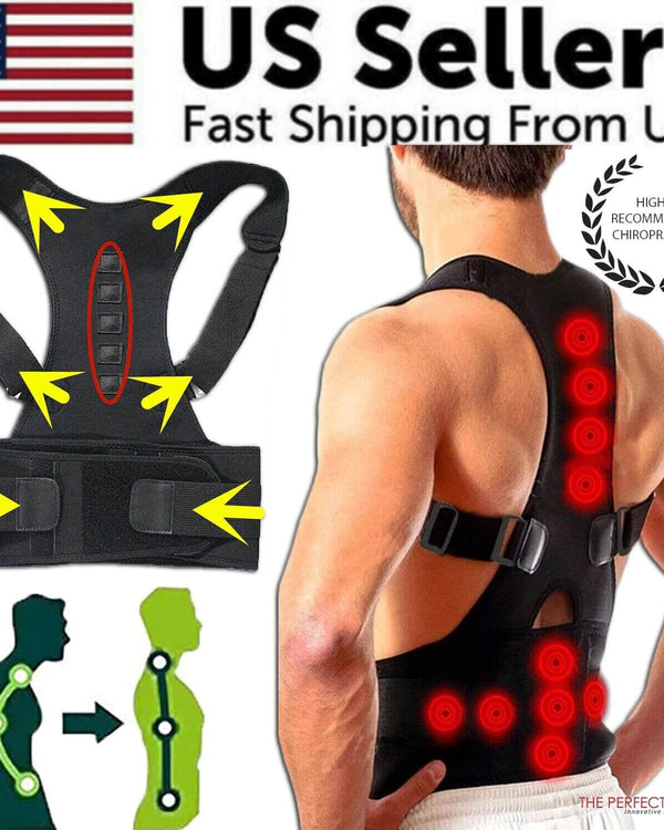 Posture Corrector Support Magnetic Back Shoulder Brace Belt Band For