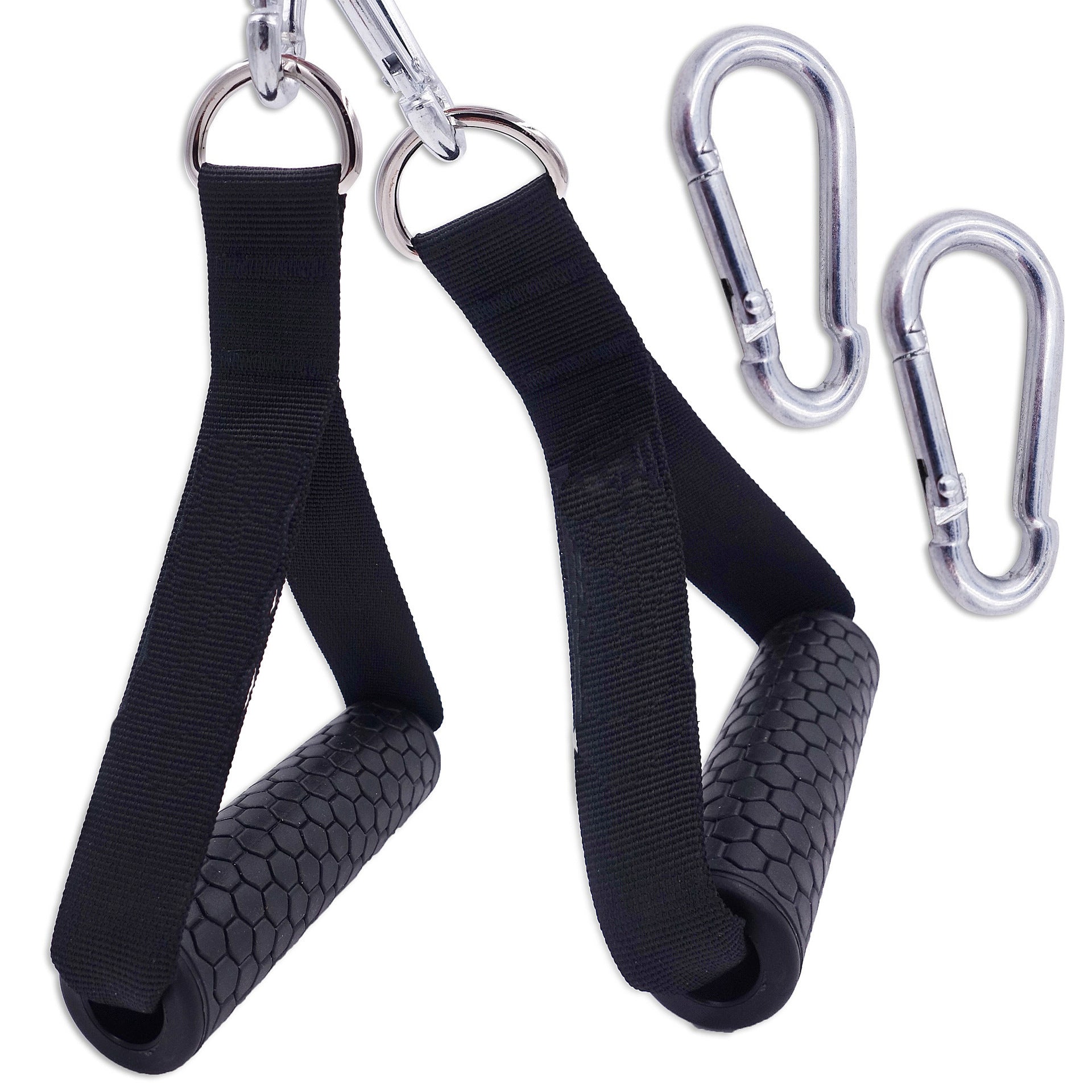 Gym Resistance Bands Handles Anti-slip Grip Strong with textured black handles and durable attachments.