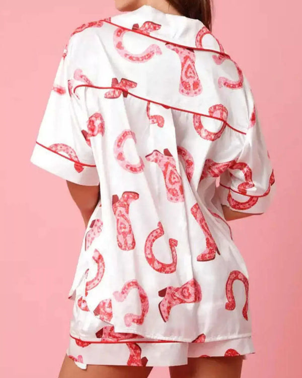 Button Up Half Sleeve Shirt and Shorts Lounge Set