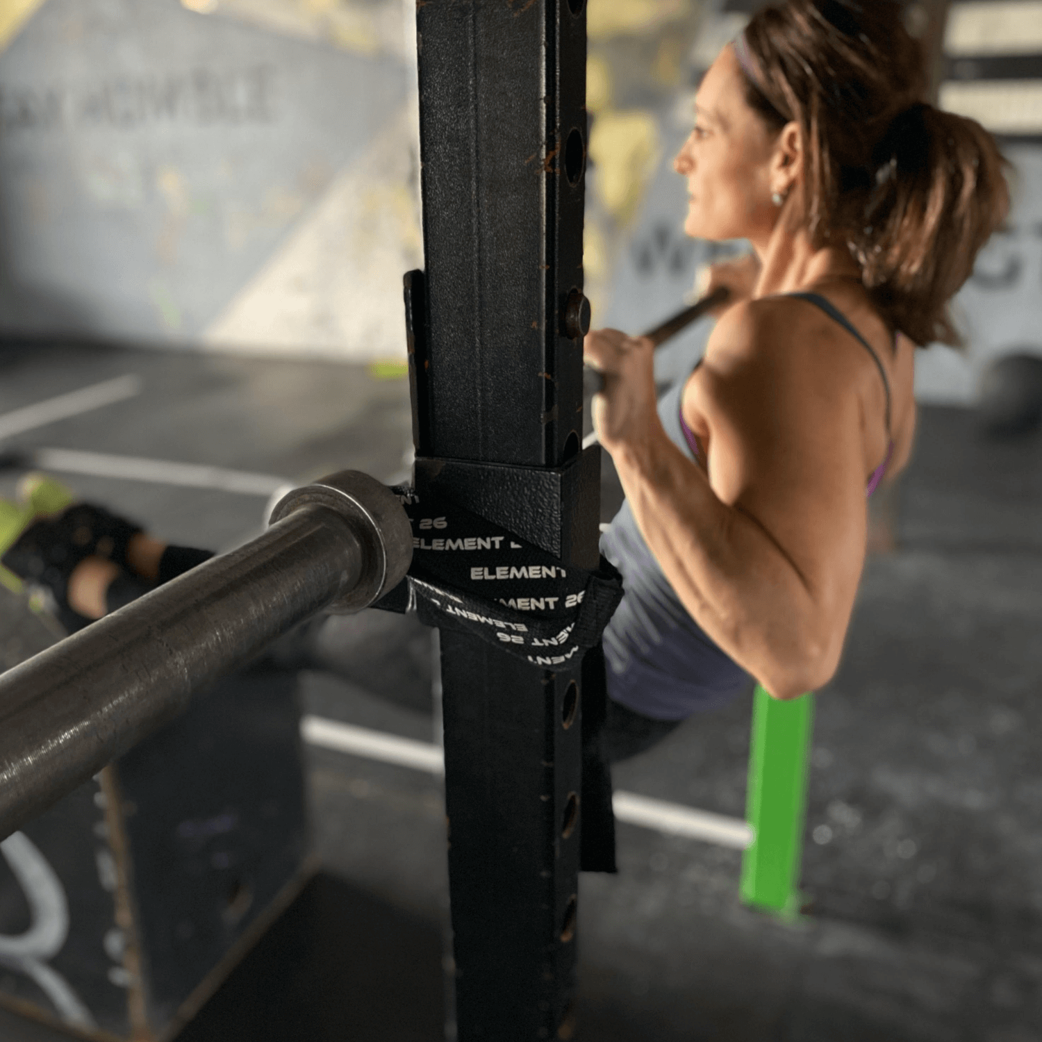 Barbelts used for secure barbell positioning during muscle-up training and strength workouts.