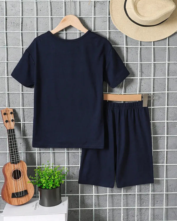 Children's Graphic Round Neck T-Shirt and Pants Set