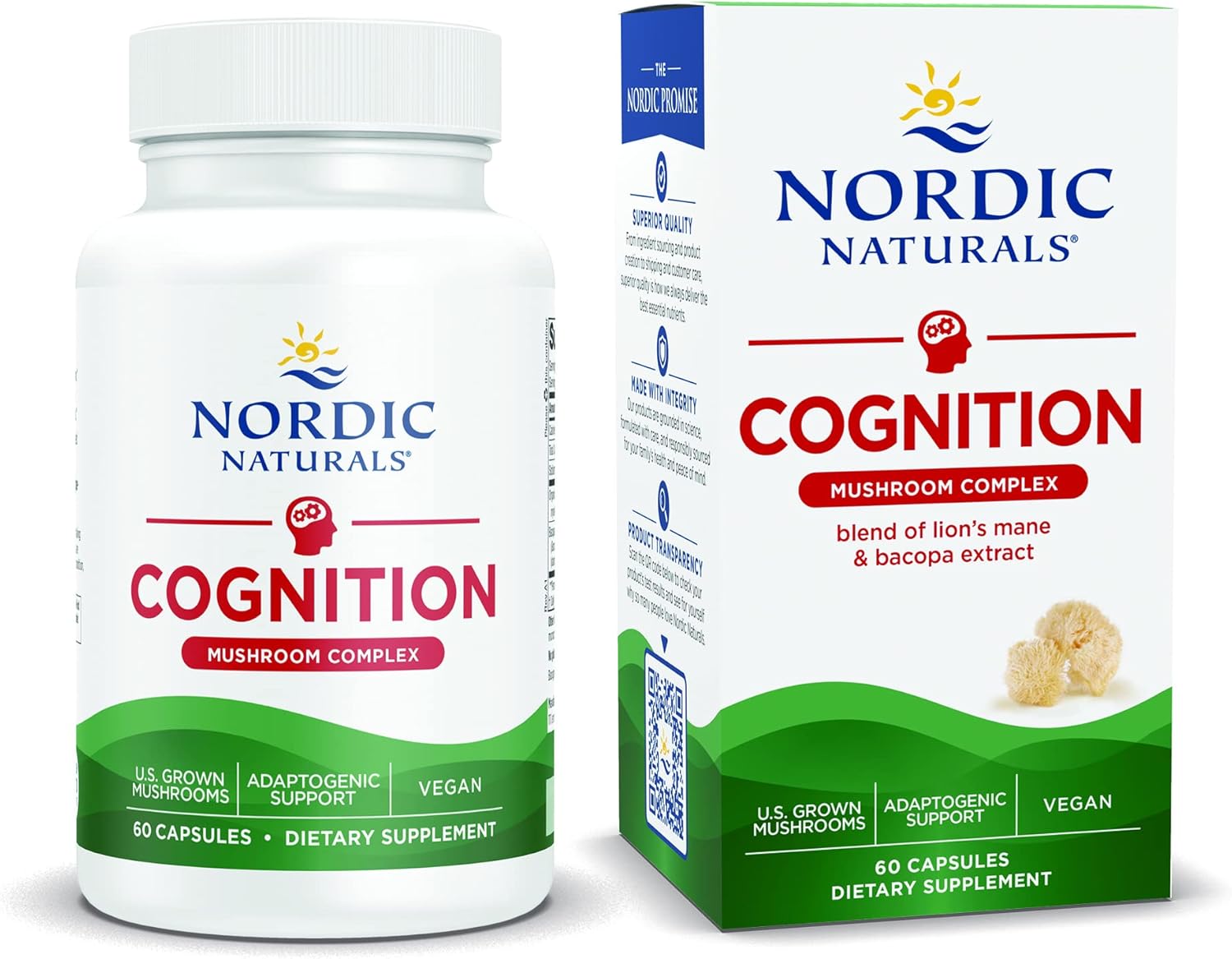 Nordic Naturals Cognition – brain support supplement with mushroom complex in 60 capsules.