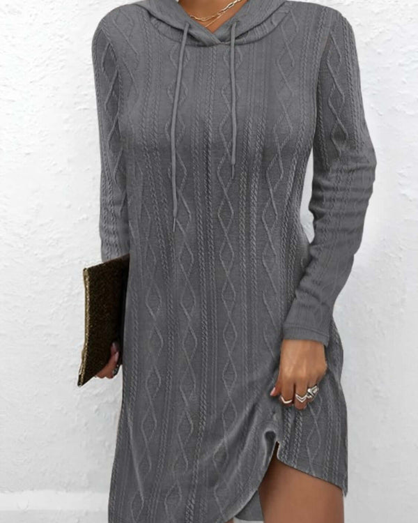 Drawstring Hooded Sweater Dress