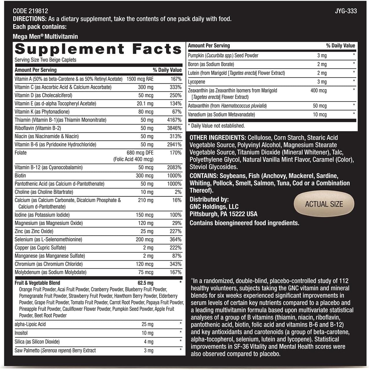 GNC Mega Men Performance & Vitality Vitapak – 30 Servings