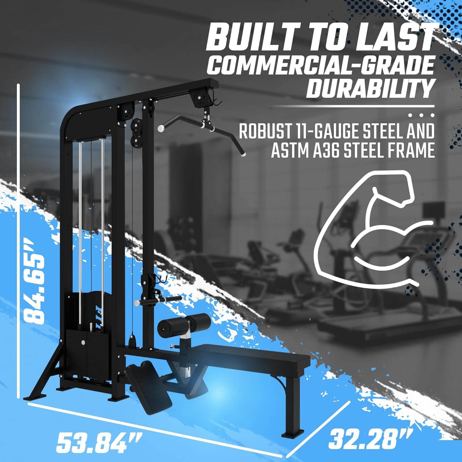 Selectorized Lat Pulldown & Low Row Combo w 250lb weight stack-New with robust steel frame and commercial-grade durability.