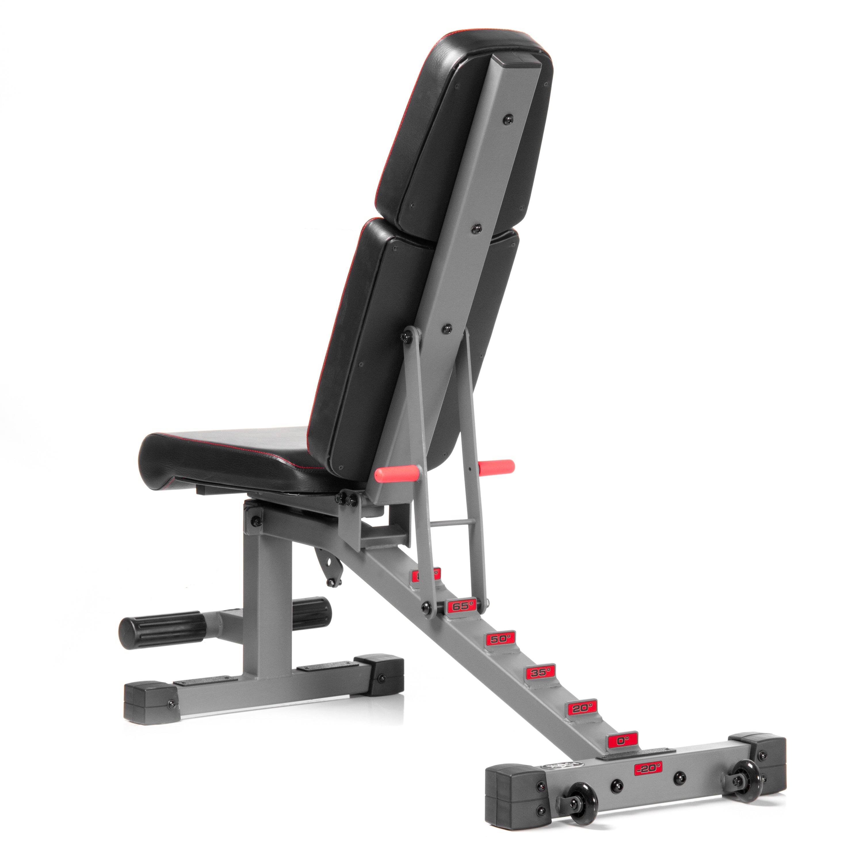 Power Series Adjustable Dumbbell Weight Bench with adjustable backrest and sturdy frame.
