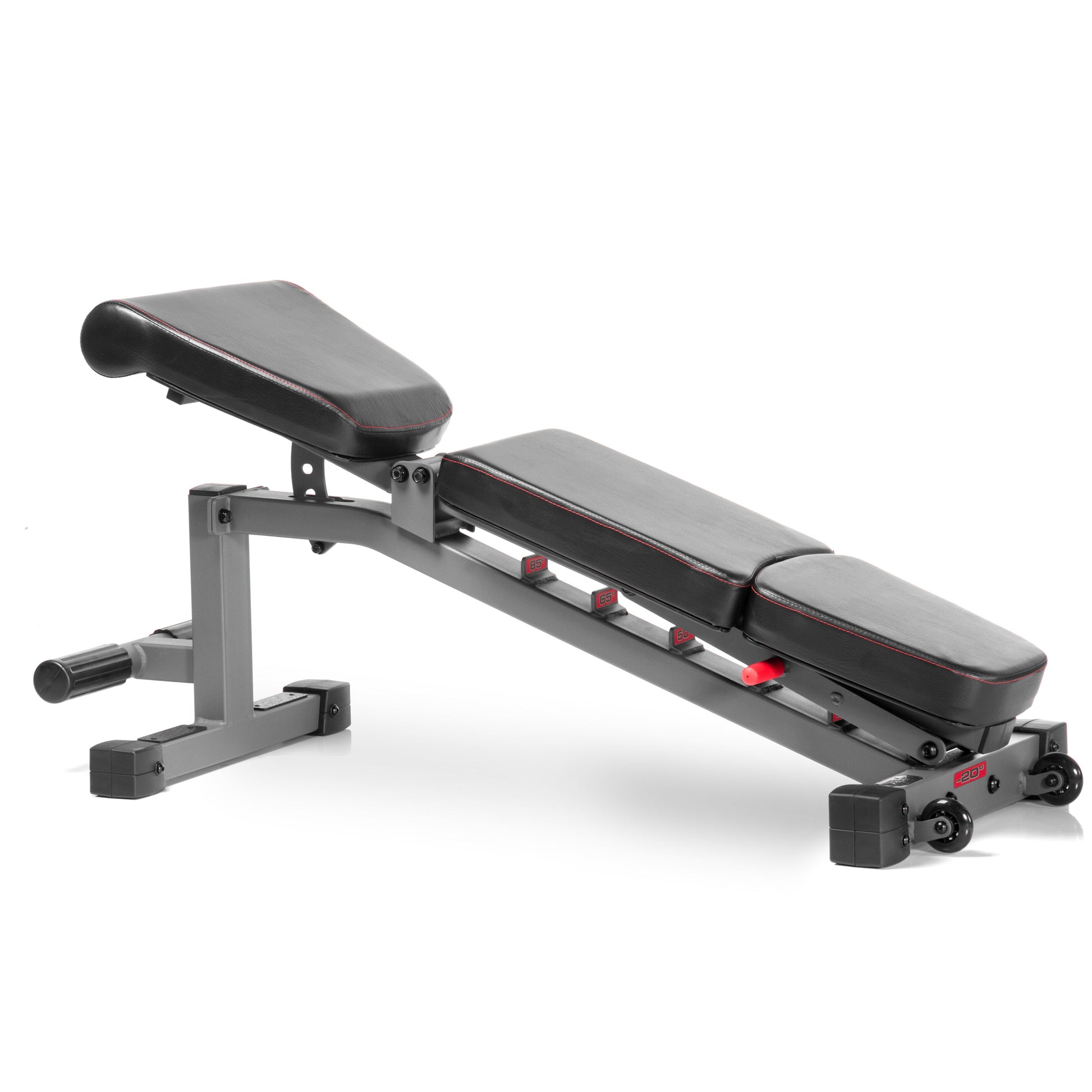 Power Series Adjustable Dumbbell Weight Bench with adjustable backrest and sturdy frame.