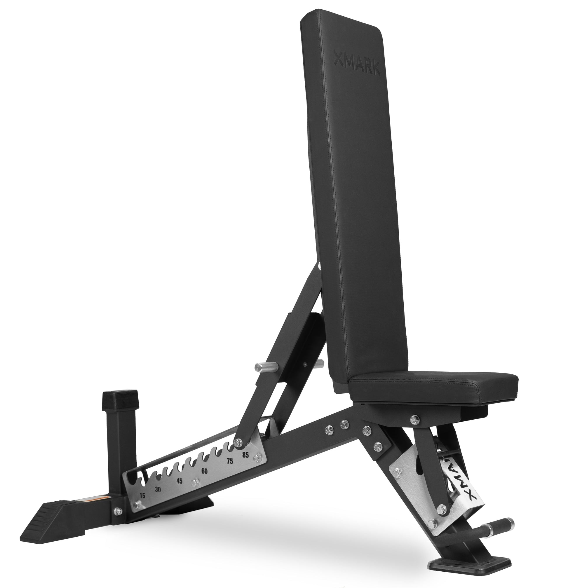 Black Hawk Commercial Adjustable Weight Bench side view showcasing its adjustable features and sturdy design.
