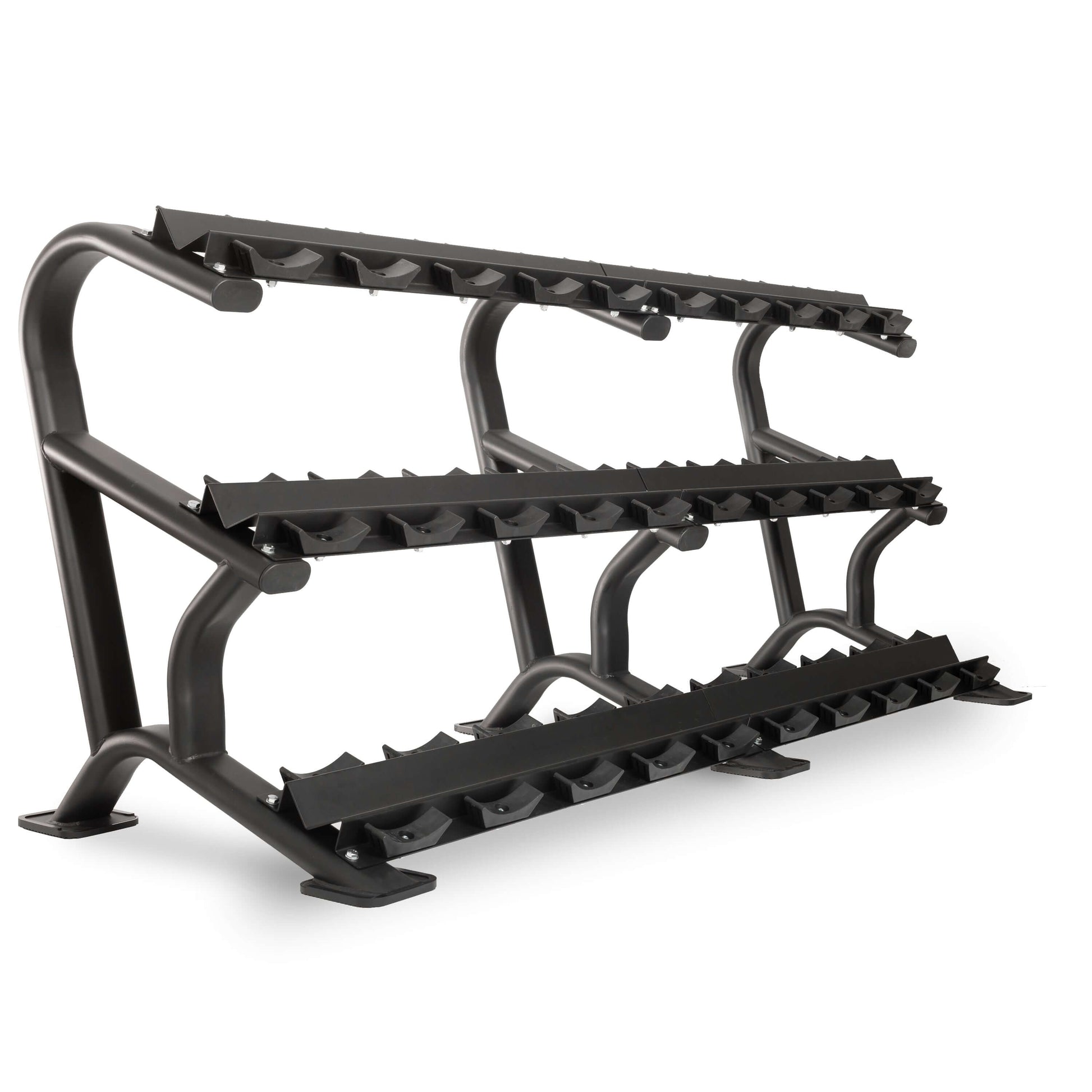 Commercial Dumbbell Rack with 10 or 15 Pair Option displaying heavy-duty steel design for secure dumbbell storage