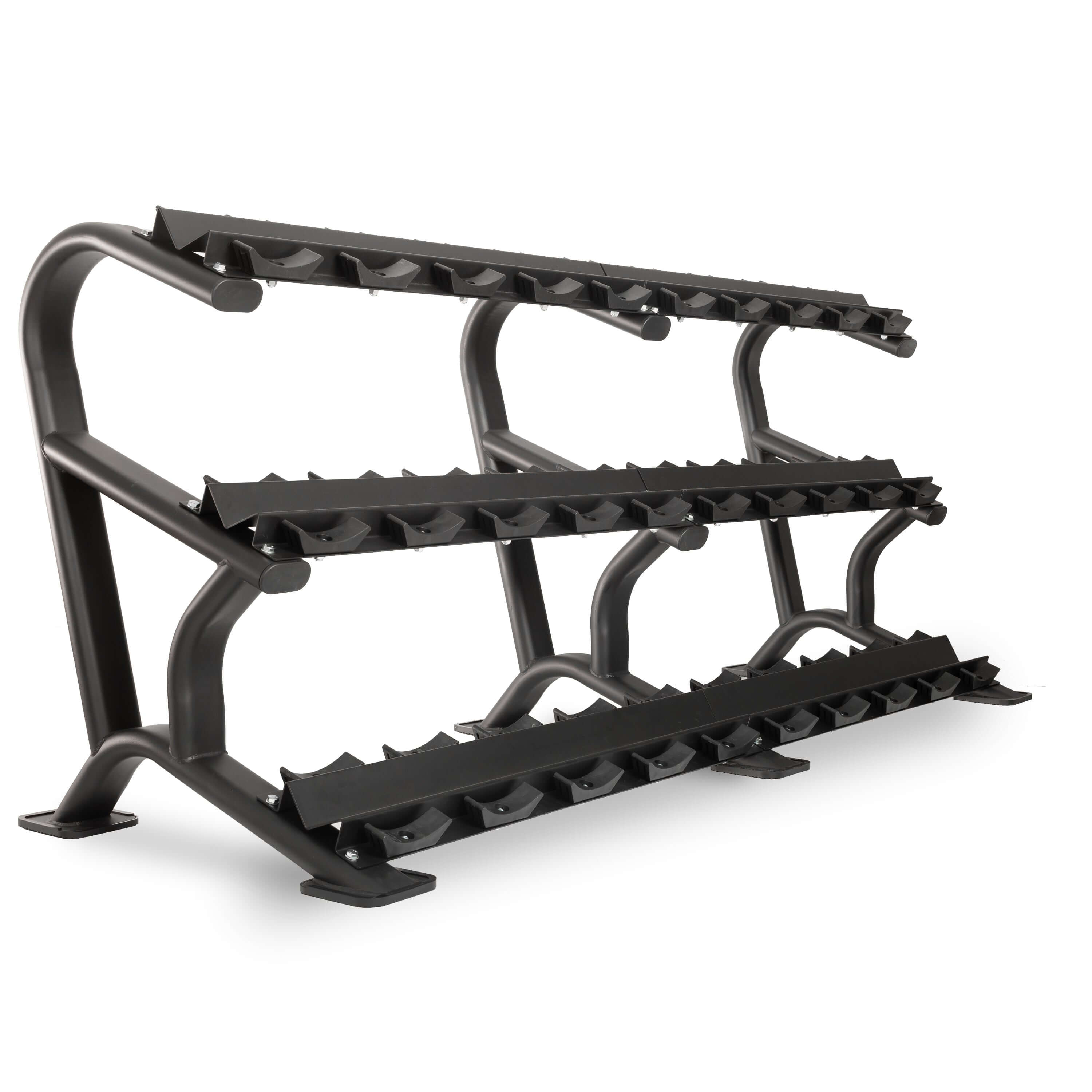 Commercial Dumbbell Rack with 10 or 15 Pair Option displaying heavy-duty steel design for secure dumbbell storage