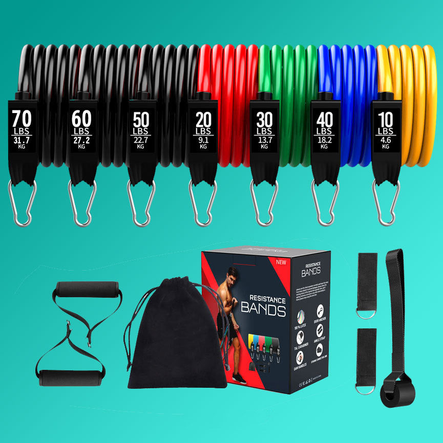 Latex Pull Rope Exercises Resistance Bands Stretch Training Yoga Band with varying resistance levels and accessories.