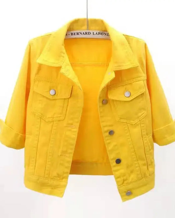 Full Size Cropped  Denim Jacket Plus Size