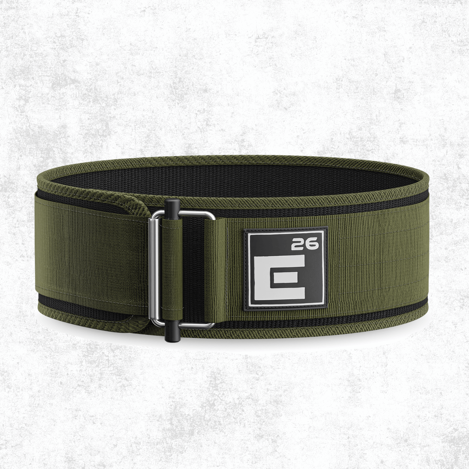 Self Locking Weightlifting Belt in olive green with quick-release buckle for stability and durability.