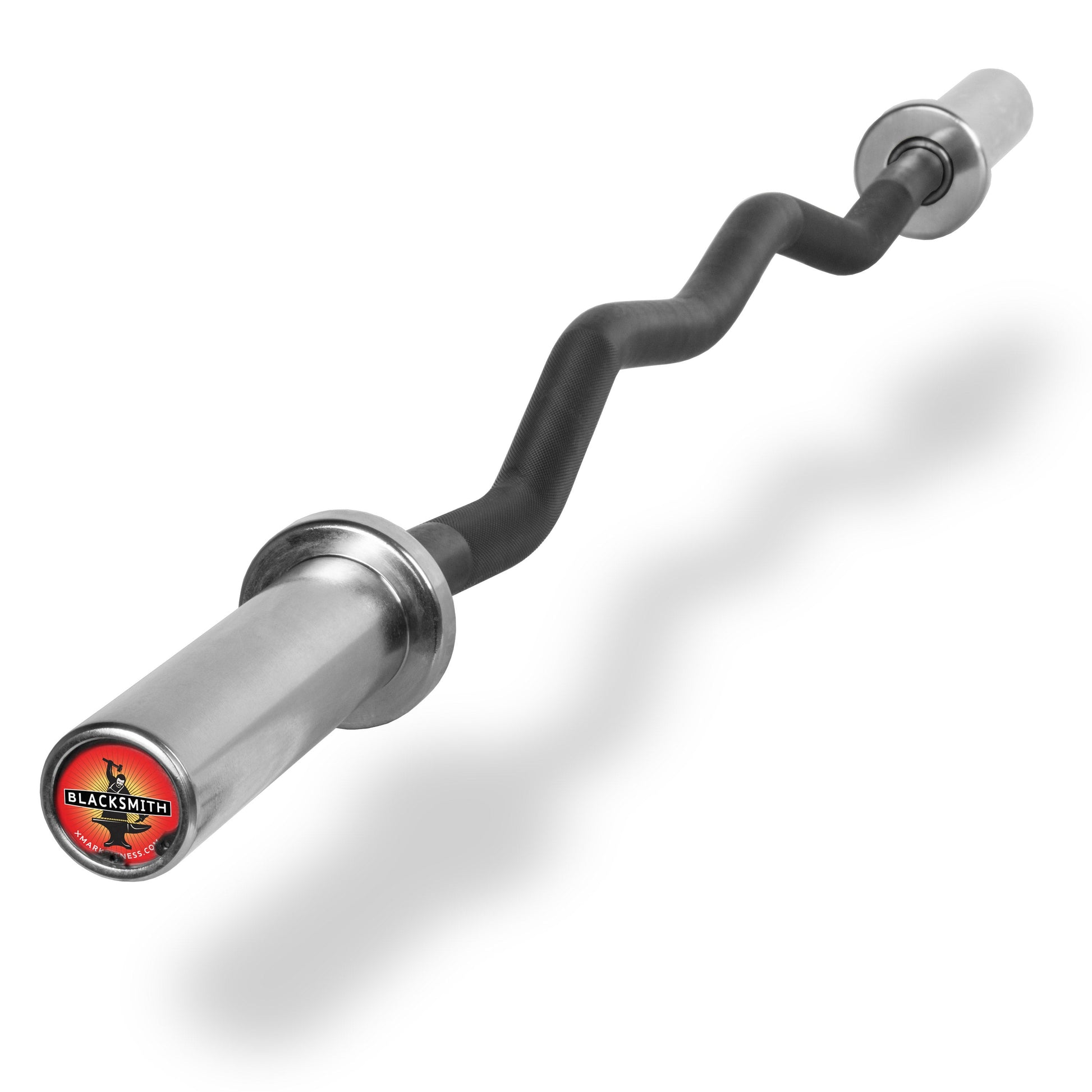 Blacksmith EZ Curl Bar Fits Olympic Weight Plates featuring a wavy design for versatile bicep workouts and 400 lbs weight capacity.