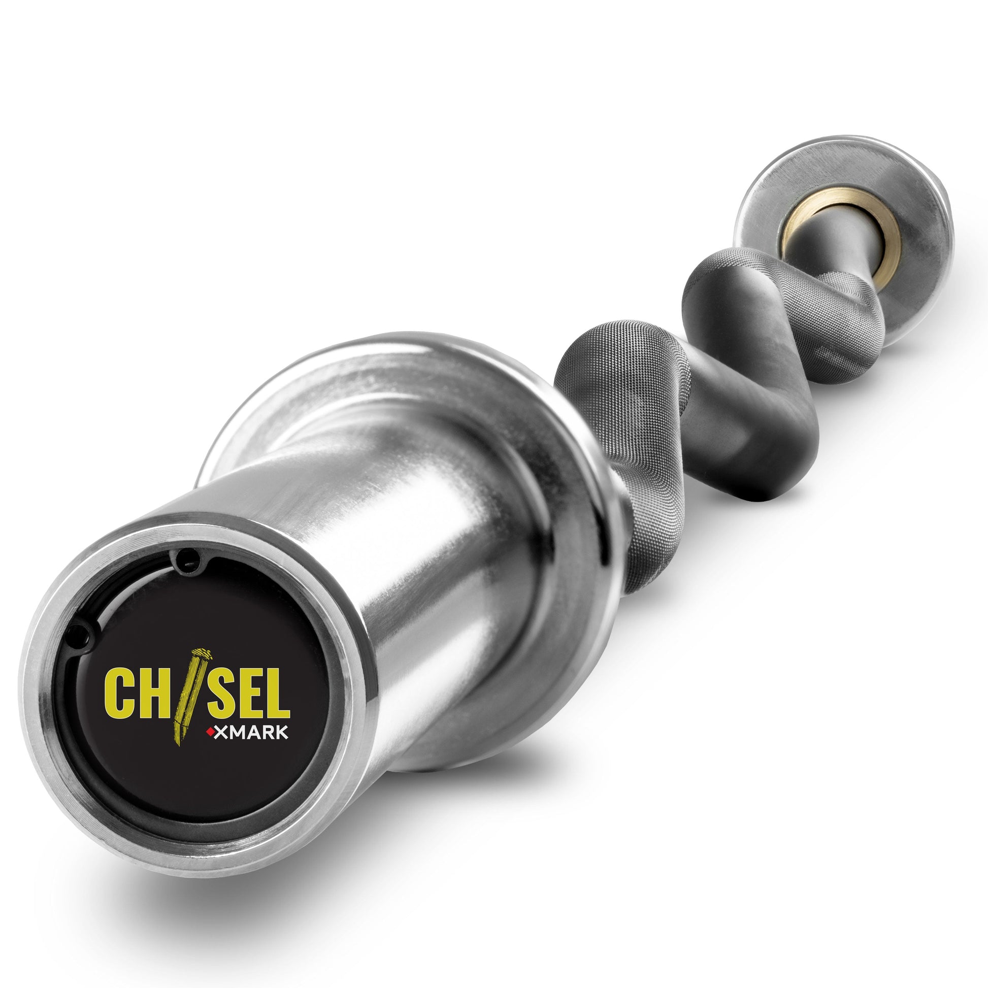 Chisel Olympic EZ Curl Barbell 47 inches showing the sleek design and grip of the bar for effective arm workouts.