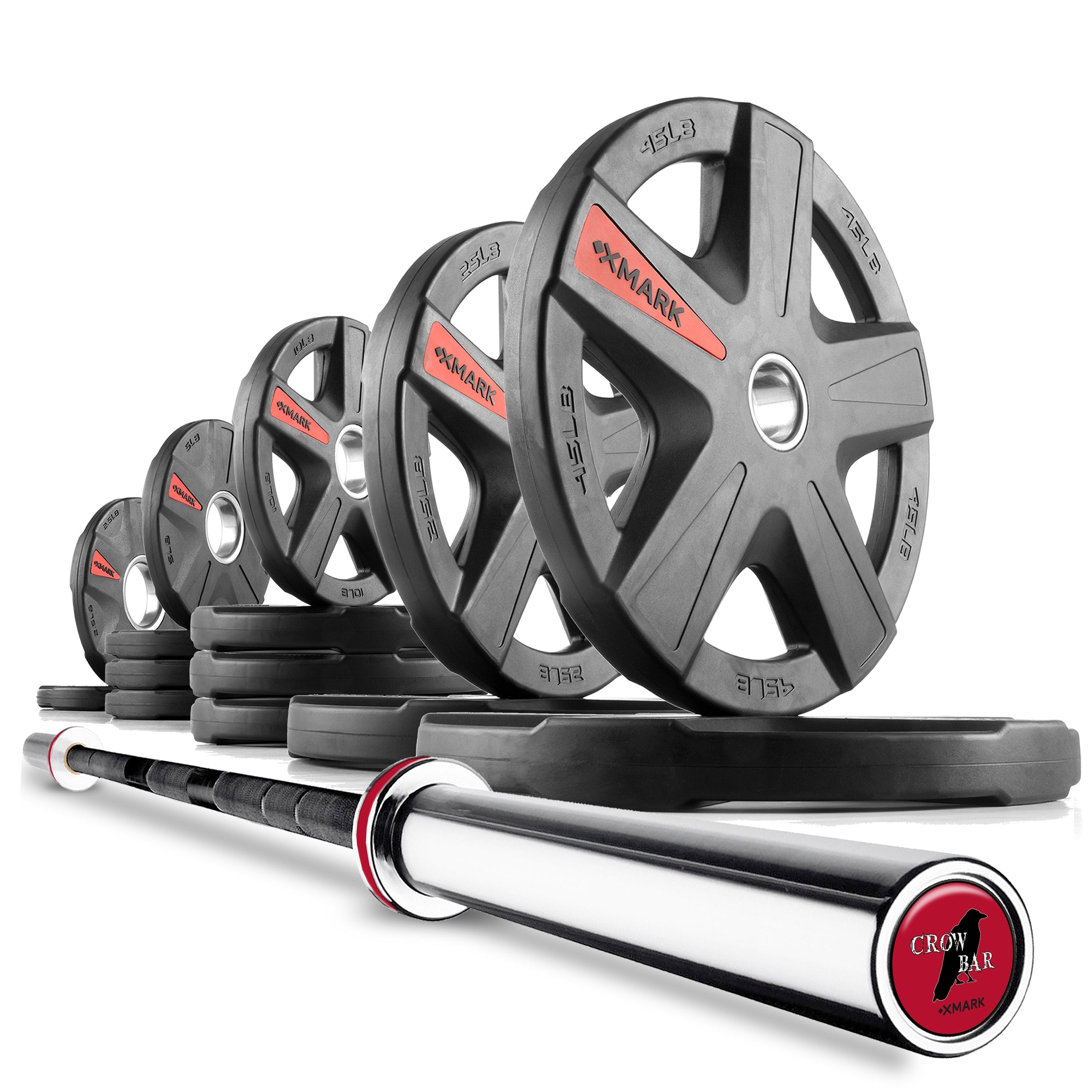 Texas Star Olympic Weight Plates and Olympic Barbell Sets including weights and a barbell.