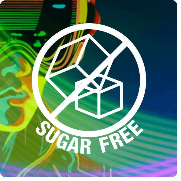 Sugar free emblem promoting the Pineapple Charge Extra Strength 5-hour ENERGY Shots without added sugars.