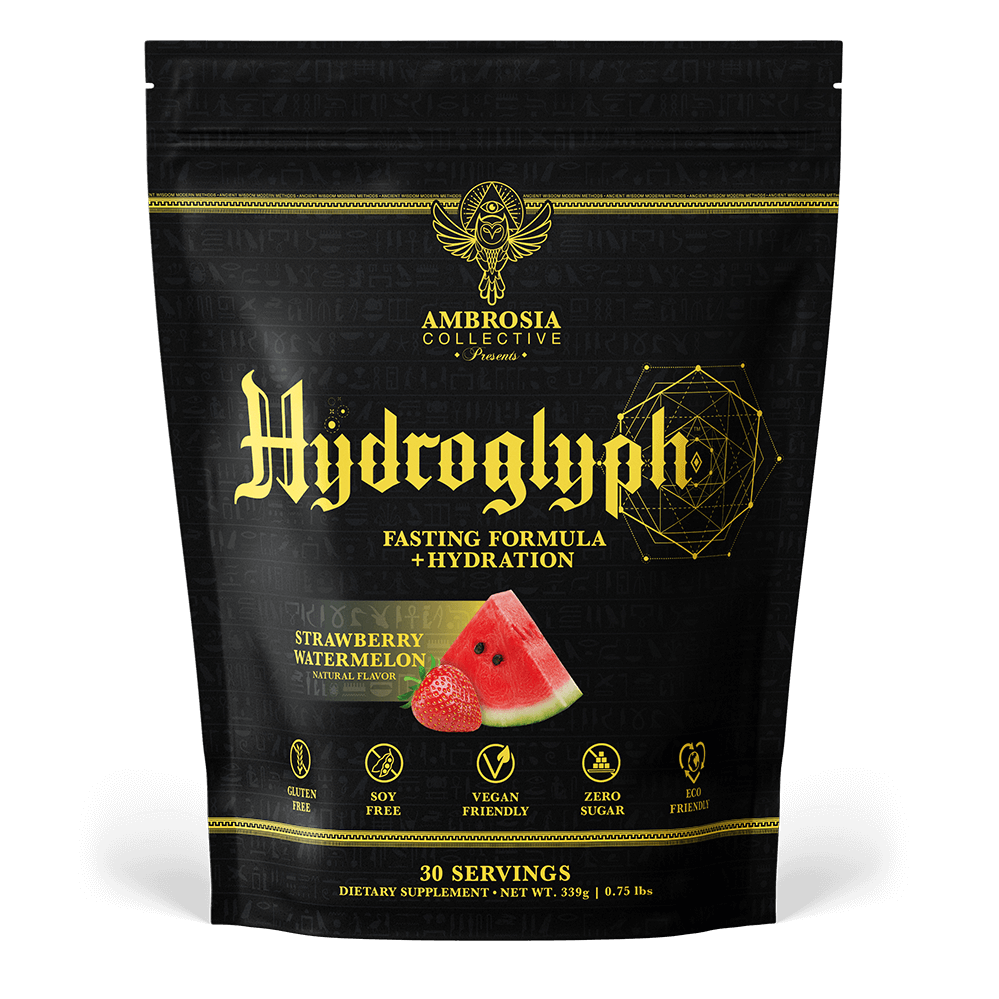 Hydroglyph - Lean Muscle Hydration strawberry watermelon flavor dietary supplement packaging with 30 servings.