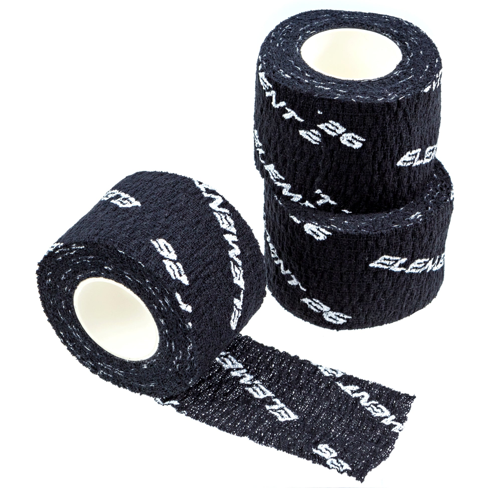 Element 26 Weightlifting Tape rolls showcasing stretch, sweat-proof grip for total control during workouts.