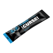 The Curse Pre-Workout Stick in blue raspberry flavor, convenient single serve packaging.